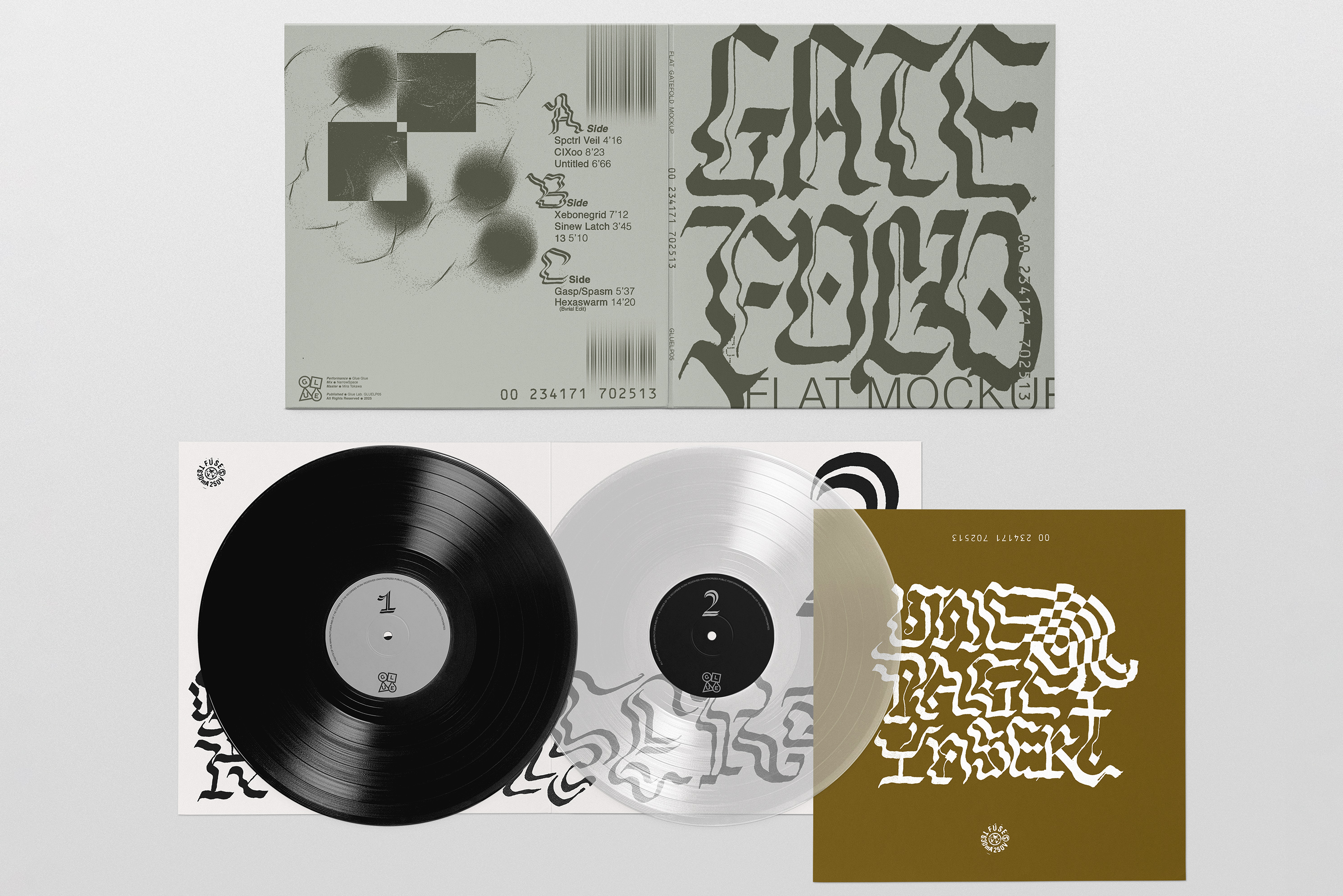 Flat gatefold vinyl mockup pack, front and back view